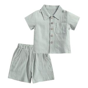 Toddler 2pc Set 3T-4T Green 100% Gauze Cotton Muslin Cotton Look Beach Vacation